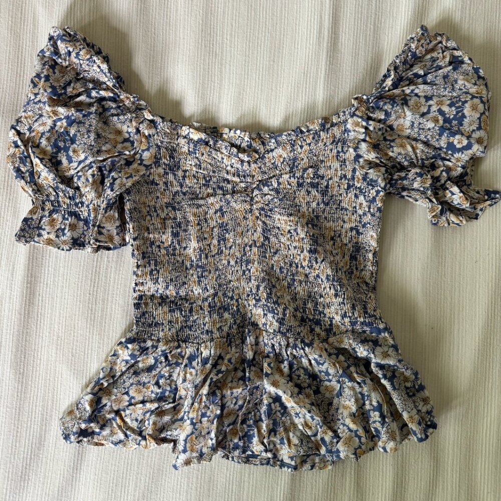 Floral ruffle Patrons of Peace blouse top XS